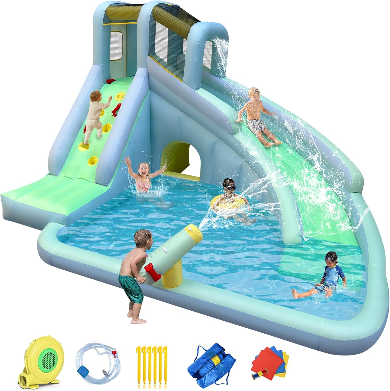 Kids Outdoor Inflatable Water Slide - 6'sı 1 Arada Şişme Çocuk Oyun