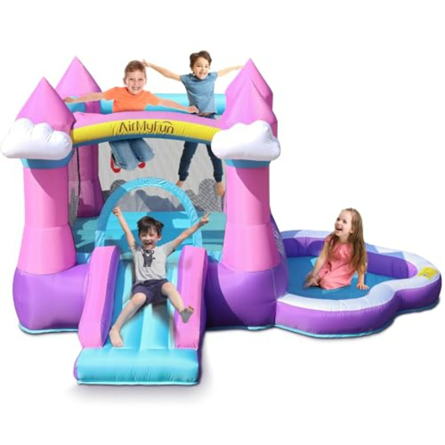 Kids Outdoor Inflatable Water Slide - 3-8 yaş arası çocuklar için pembe