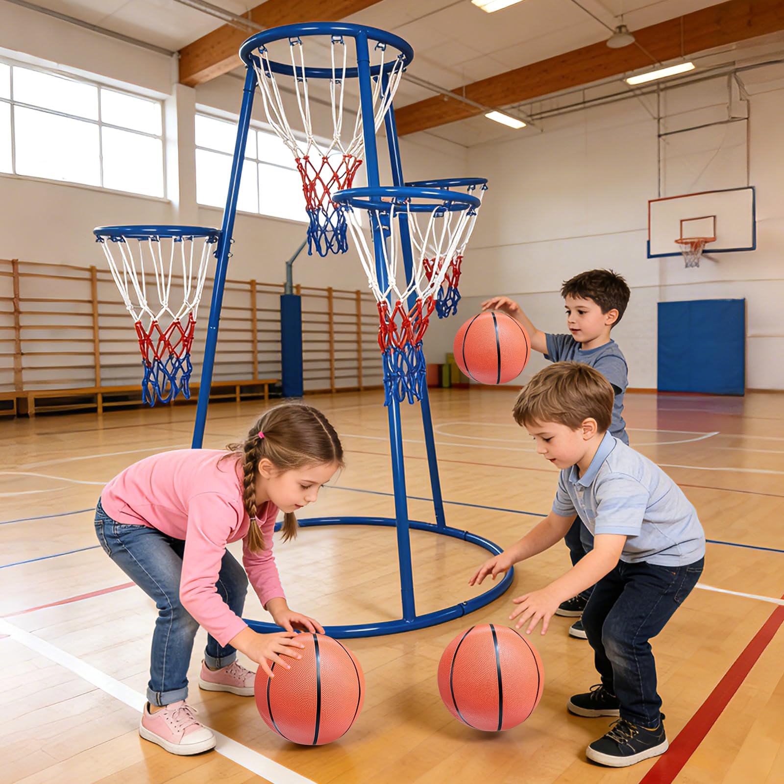 Kids Outdoor Basketball Hoop - 4 Toplu ve Pompa ile Birlikte