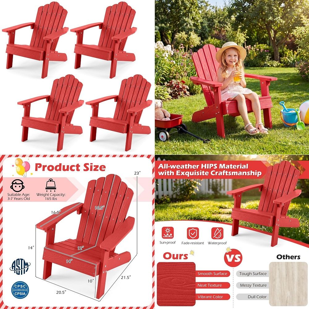 Kids Outdoor Adirondack Chair - Çocuk Adirondack Sandalyesi, AllWeather HIPS Küçük