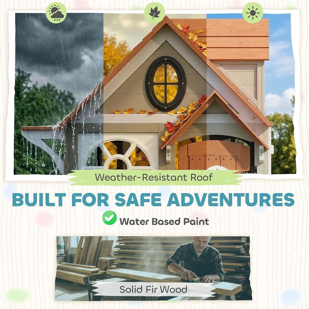 Qaba Açık Hava Oyun Evi Ahşap  - Qaba Kids Outdoor Playhouse incelemesi ve fiyatı