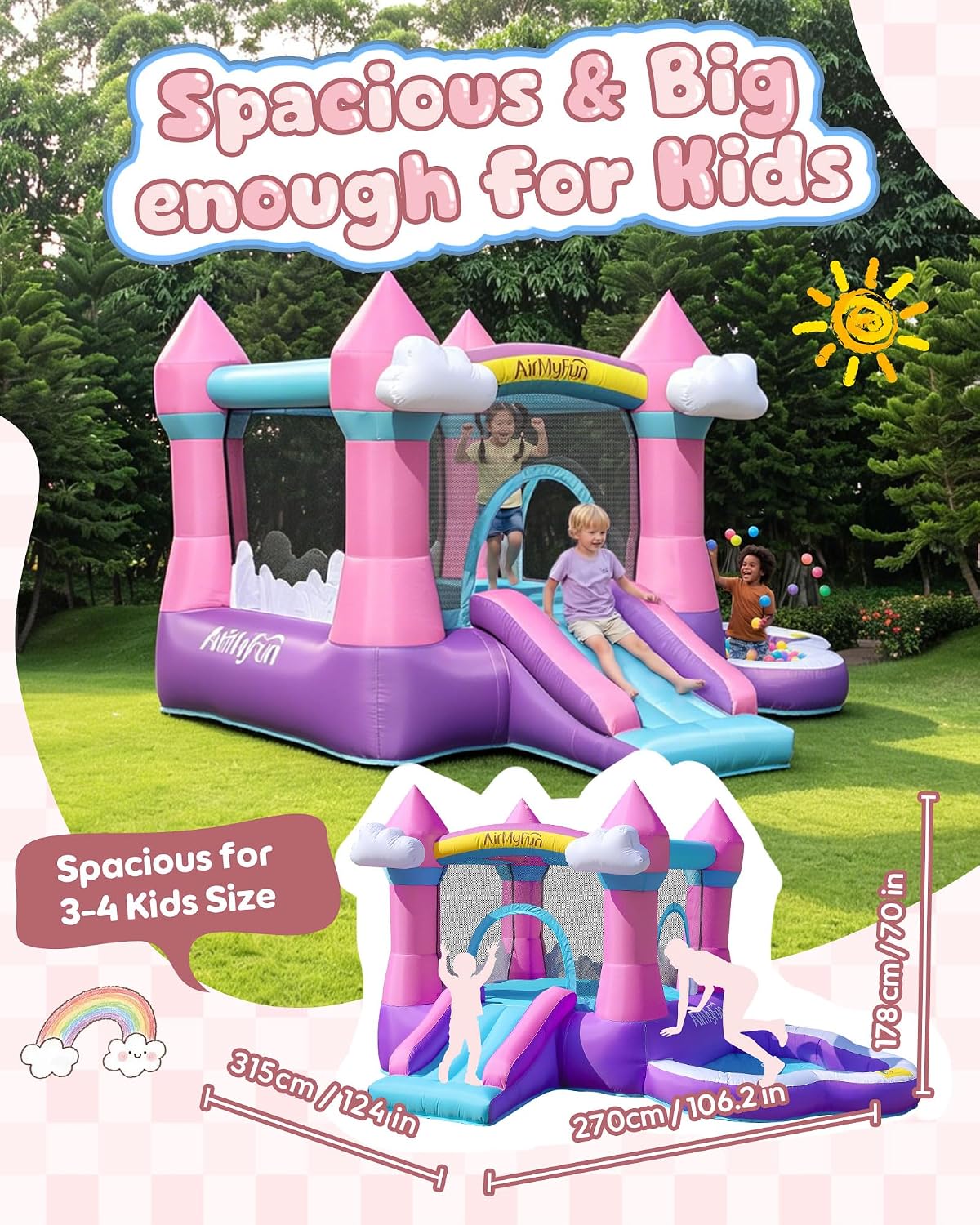 3-8 Yaş Çocuklar İçin Pembe İç - Kids Outdoor Inflatable Water Slide incelemesi ve fiyatı