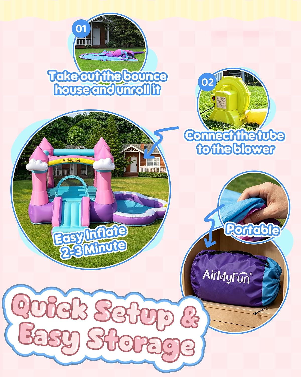 3-8 Yaş Çocuklar İçin Pembe İç - Kids Outdoor Inflatable Water Slide incelemesi ve fiyatı