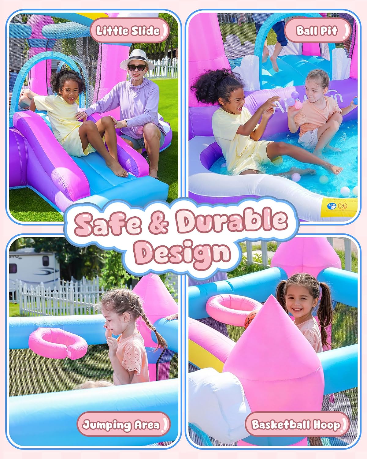 3-8 Yaş Çocuklar İçin Pembe İç - Kids Outdoor Inflatable Water Slide incelemesi ve fiyatı