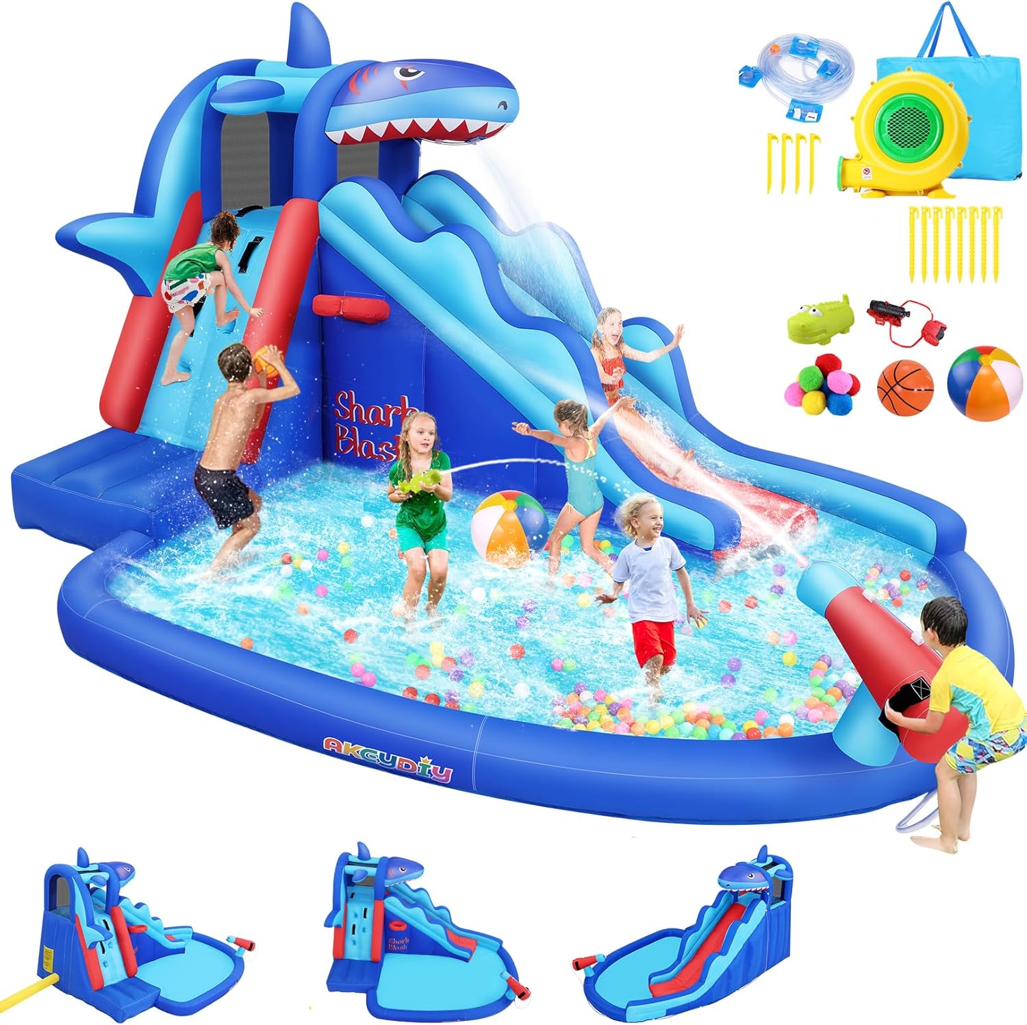 Çocuklar İçin Köpekbalığı Tema - Kids Outdoor Inflatable Water Slide incelemesi ve fiyatı